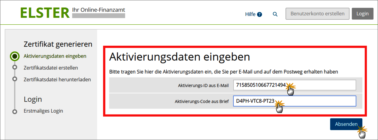 Aktivierung Elster Aktivierung Elster