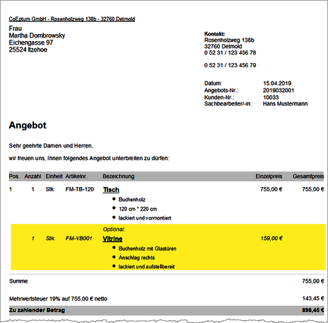 Optionalpositionen Screenshot 2
