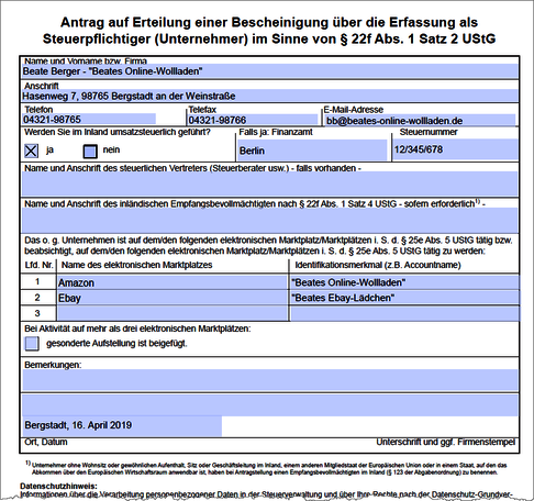 Antrag Unternehmerbescheinigung Antrag Unternehmerbescheinigung