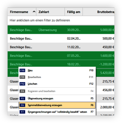 Sammelüberweisung erstellen Sammelüberweisung erstellen