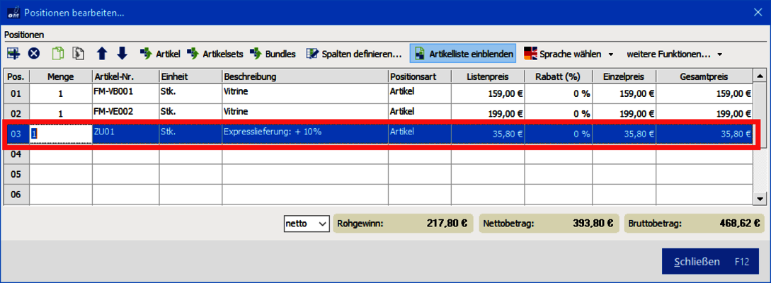 Gesamtrabatt 6 Gesamtrabatt 6
