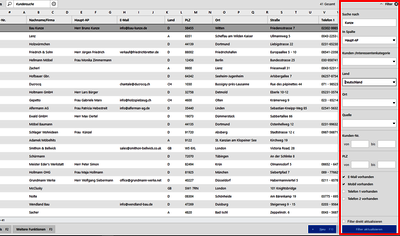 Screenshot zeigt die optimierte Filterfunktion