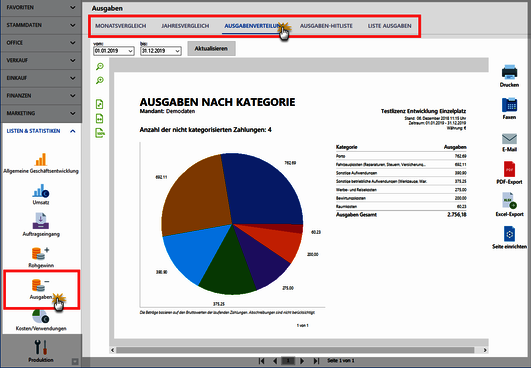 Listen und Statistiken orgaMAX Listen und Statistiken orgaMAX