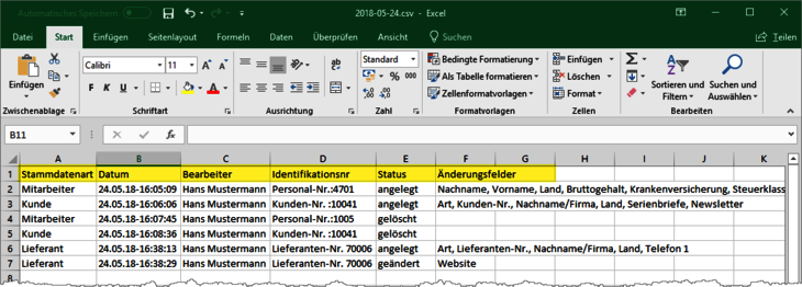 Änderungsprotokoll Excel Änderungsprotokoll Excel