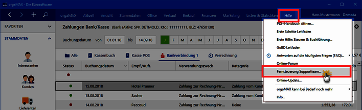 Fernsteuerung starten Screenshot Fernsteuerung starten Screenshot