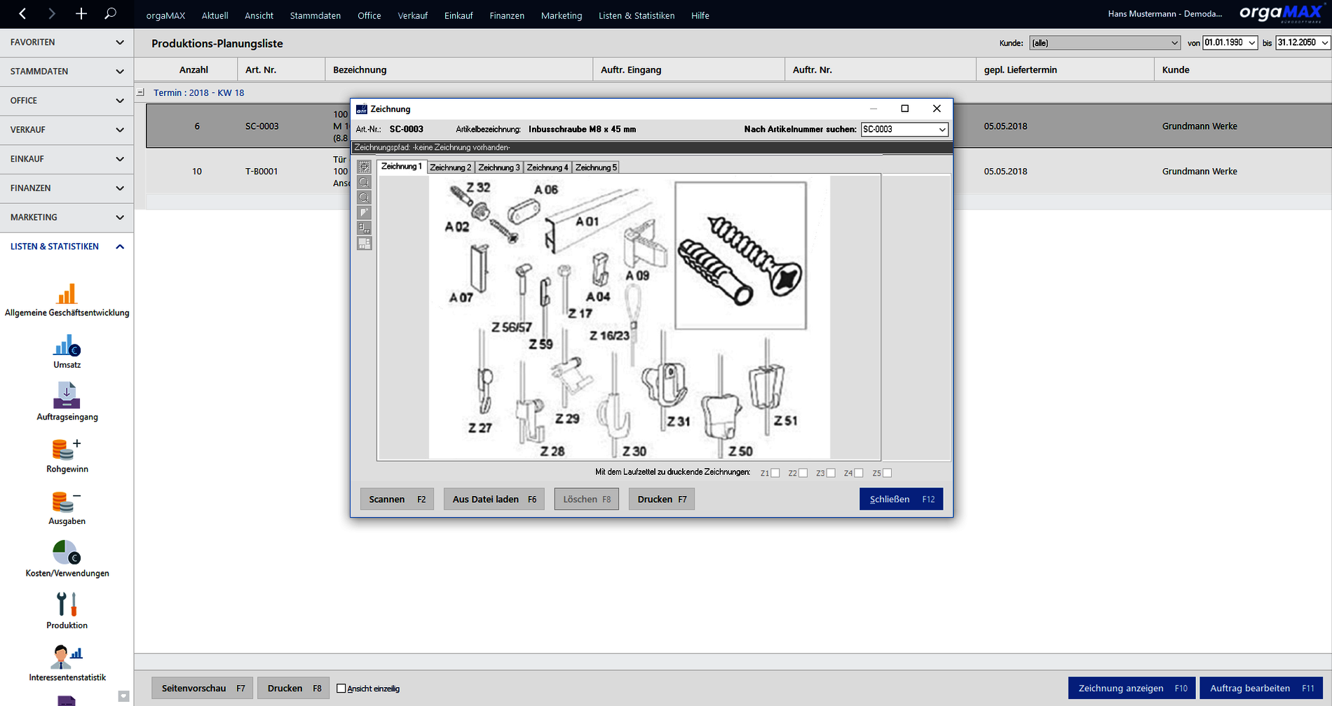 Produktion Planungsliste Produktion Planungsliste