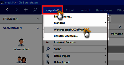 weiteres Menü orgaMAX weiteres Menü orgaMAX