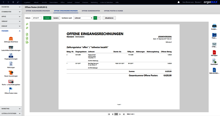 Offene-Posten-Listen Offene-Posten-Listen