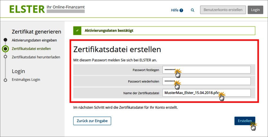 Zertifikatsdatei erstellen Zertifikatsdatei erstellen