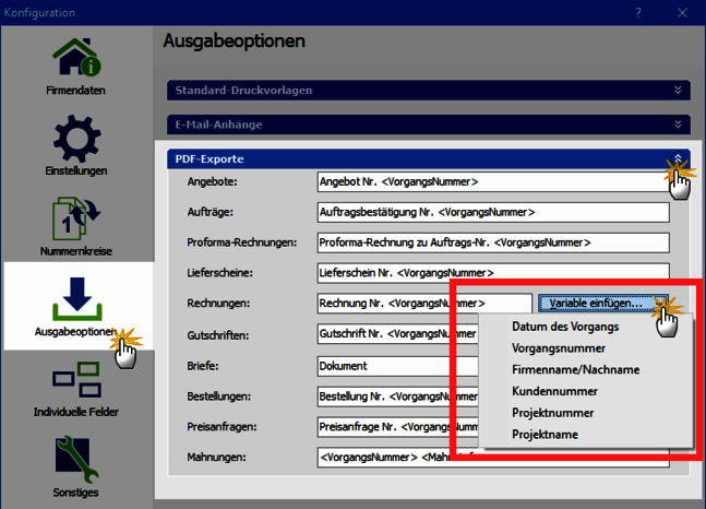 Export Variablen orgaMAX Export Variablen orgaMAX