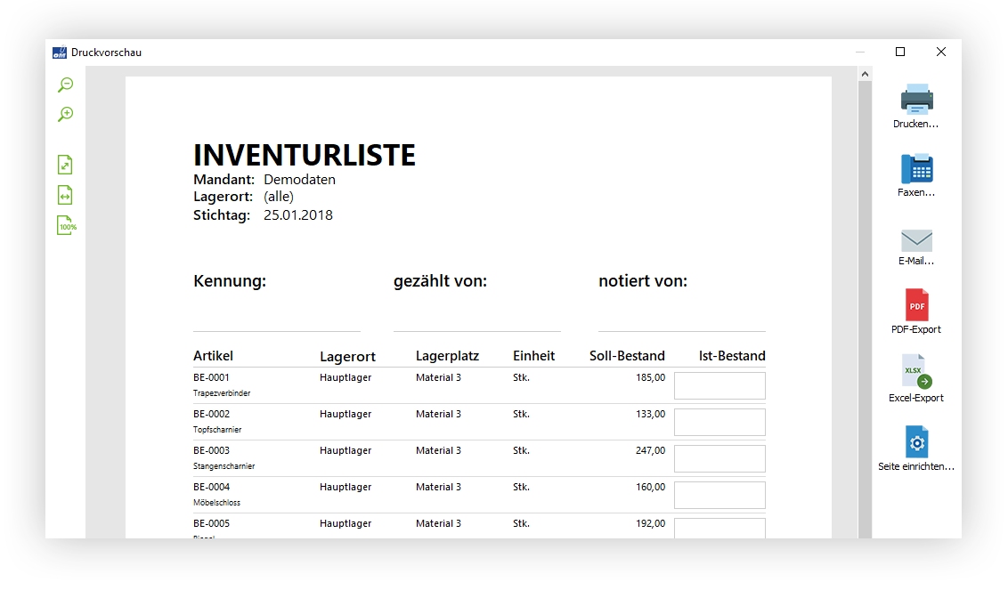 Inventurliste Inventurliste