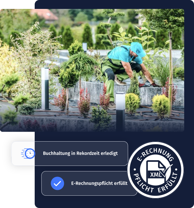 E-Rechnungspflicht erfüllt und Buchhaltung erledigt – das Rechnungsprogramm für Garten- und Landschaftsbau sorgt für rechtssichere Prozesse im Grünen.