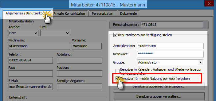 Benutzer freischalten Benutzer freischalten