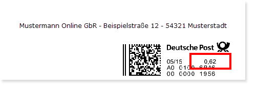 Portoerhöhung 2016: Abbildung alte Internetbriefmarke | orgaMAX Bürosoftware
