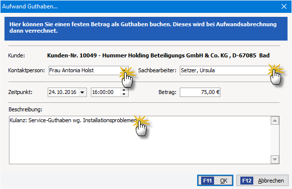 Einrichtung eines Aufwands-Guthabens | orgaMAX Bürosoftware