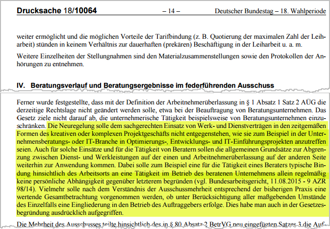 Werkvertrags-Novelle | Protokollauszug Bundestagsausschuss | orgaMAX Bürosoftware