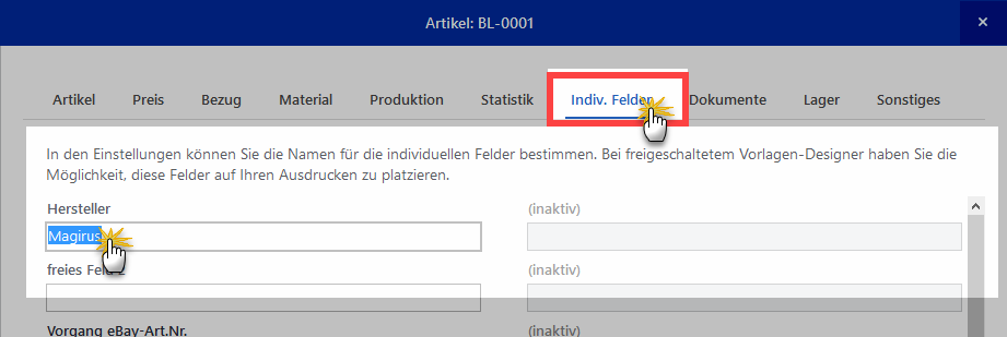 Online- Vorlagen: Aktivierung individueller Artikelfelder | orgaMAX Praxistipp