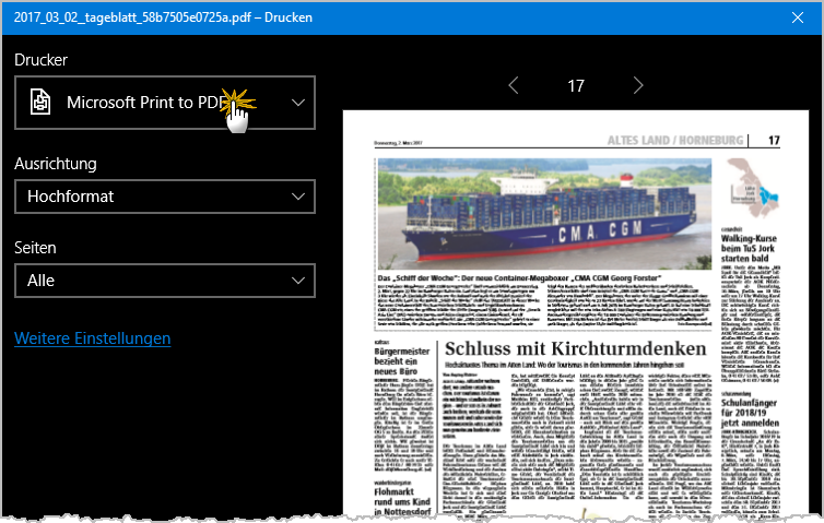 PDFs filetieren: Auszug aus virtueller PDF-Druckfunktion | orgaMAX Bürosoftware