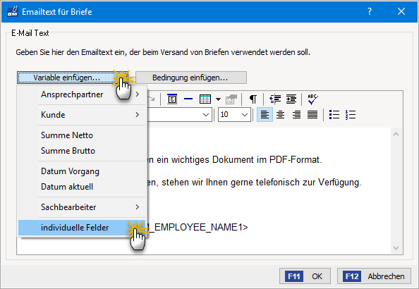 Texte für den E-Mailversand festlegen: E-Mailtexte für Briefe | orgaMAX Praxistipp