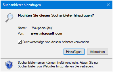 Hinzufügen zusätzlicher Suchanbieter | orgaMAX Bürosoftware