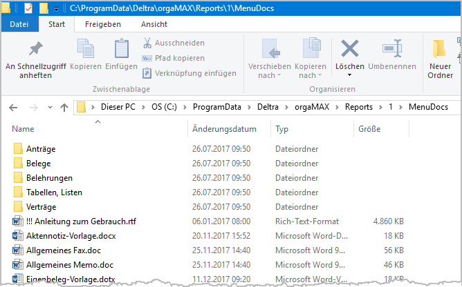 Speicherpfad für MenuDocs