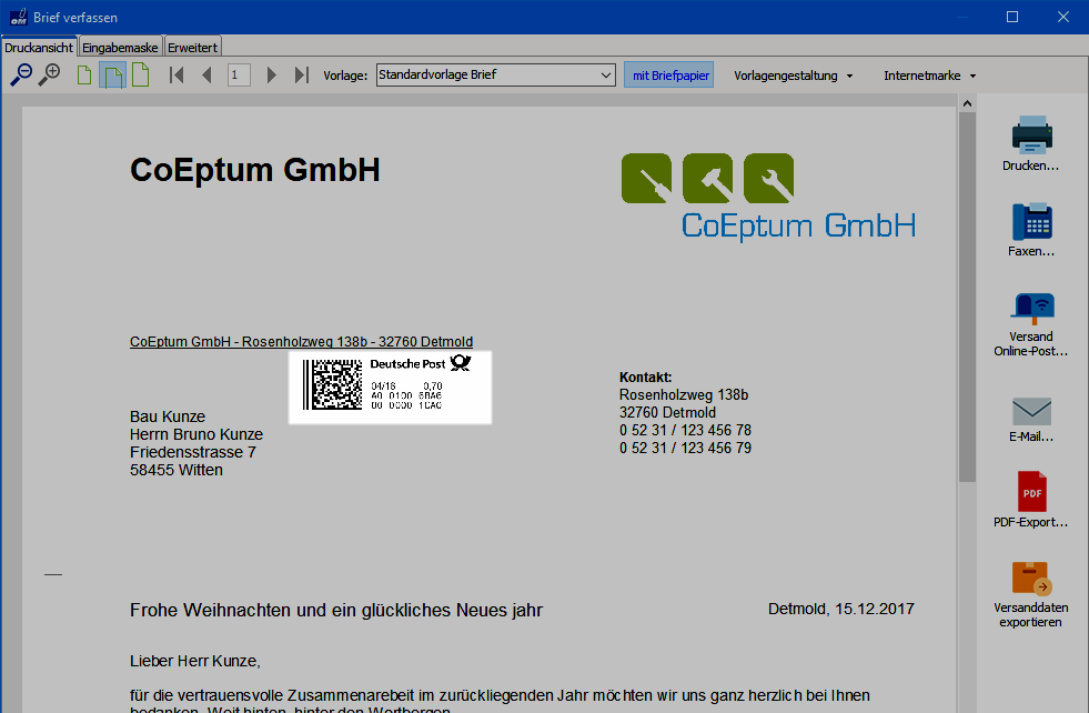 Screenshot Internetmarke 2 Screenshot Internetmarke 2