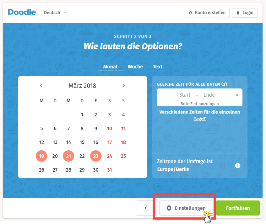 Doodle Terminauswahl
