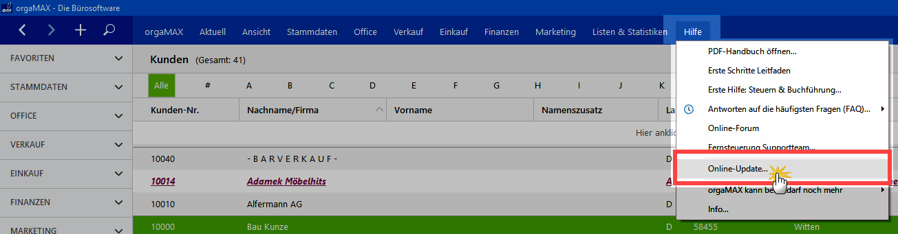online Update Screenshot online Update Screenshot