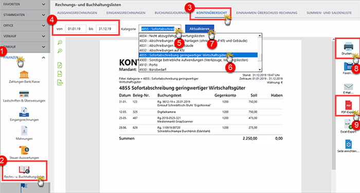 Kontenübersicht in orgaMAX Kontenübersicht in orgaMAX