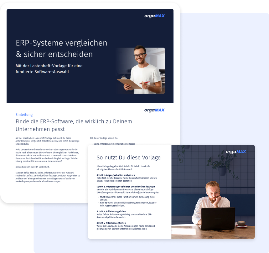 ERP-Lastenheft-Vorlage von orgaMAX zur Auswahl und zum Vergleich von ERP-Systemen